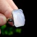 20mm Blue Chalcedony Ring Square Silver Plated Natural Crystal Jewelry Healing