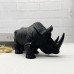 High quality natural black onyx stone carving rhinoceros sculpture hot sale desktop decor black rhinoceros statue