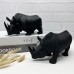 High quality natural black onyx stone carving rhinoceros sculpture hot sale desktop decor black rhinoceros statue