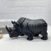 High quality natural black onyx stone carving rhinoceros sculpture hot sale desktop decor black rhinoceros statue