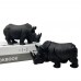 High quality natural black onyx stone carving rhinoceros sculpture hot sale desktop decor black rhinoceros statue