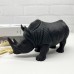 High quality natural black onyx stone carving rhinoceros sculpture hot sale desktop decor black rhinoceros statue