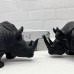 High quality natural black onyx stone carving rhinoceros sculpture hot sale desktop decor black rhinoceros statue