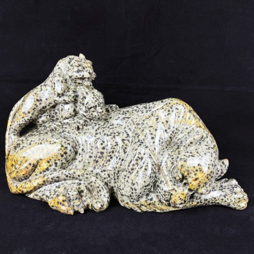 Giant 13.2'' Crystal Leopard Hand Carved Dalmatian Leopard Statue Animal Figurines Home Decor Reiki Healing