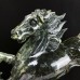 Giant 15.6'' Crystal Horse Statue Nine Dragon Jade Running Horse Carved Animal Statue Reiki Healing Energy Collectable Decor