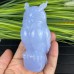 Gemstone Owl Blue Chalcedony Owl Carved Animal Quartz Crystal Crafts Polished Stone Reiki Healing Decoation