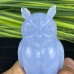 Gemstone Owl Blue Chalcedony Owl Carved Animal Quartz Crystal Crafts Polished Stone Reiki Healing Decoation