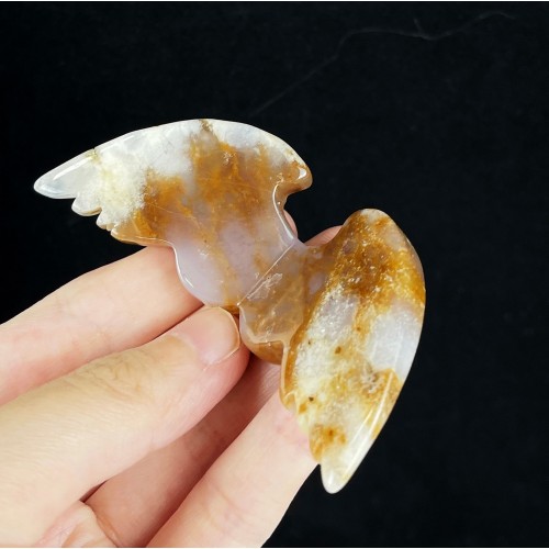 Quartz Rock Crystal Wings Chalcedony Jasper Angel Wings Blue Agate 3D Flying Wings