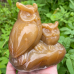 5.0" Chalcedony Jasper Carved Carystal Double Owls Q