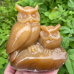 5.0" Chalcedony Jasper Carved Carystal Double Owls Q