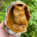 4.9" Chalcedony Geode Owl Sculpture Crystal Owl Statue