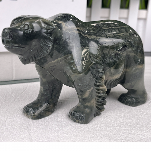 6 '' Crystal Bear Nine Dargon Bear Figurines Hand Carved Animal Statue Collectable Home Decor Reiki Healing