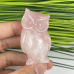 Rose Quartz Carved Carystal Owl Statue Owl Family 3PC Crystal Owl Sculpture for Home Decor