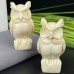 DO-Ivory Jade Carved Crystal Owl Statue, Home Decor Owl Carvings