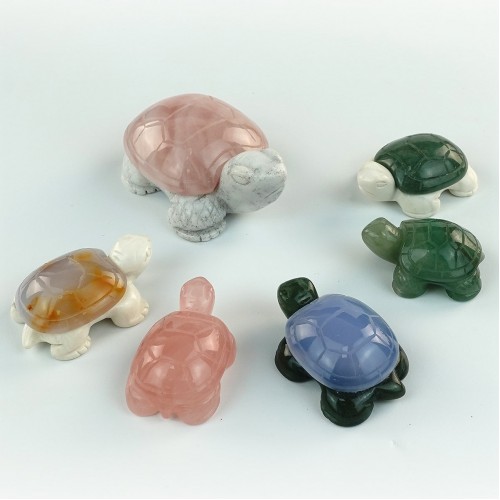 Natural Carved Crystal Tortoise, Reki Healing Crystal Turtle for Home Decor