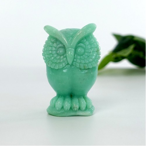 Hand Carved 2.0 inch Australian Jade Owl - Beautifully Crafted with Meticulous Detail - Perfect Gift for Owl Enthusiasts