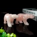 4" Polar Bear Hand Carved Rose Pink Quartz Natural Crystal Stone Reiki Healing