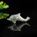 2" Dolphin Hand Carved Nine Dragon Jade Natural Crystal Statue Quartz Healing