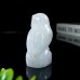 3" Owl Heart Hand Carved Blue Chalcedony Natural Crystal Quartz Chakra Healing