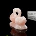 4" Double Swan Pink Rose Quartz Stone Carved Natural Crystal Statue Healing