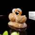 4" Double Swan Chalcedony Jasper Stone Carved Natural Crystal Statue Healing