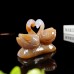 4" Double Swan Chalcedony Jasper Stone Carved Natural Crystal Statue Healing