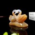 4" Double Swan Chalcedony Jasper Stone Carved Natural Crystal Statue Healing