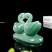 4" Double Swan Green Aventurine Stone Carved Natural Crystal Statue Healing