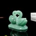 4" Double Swan Green Aventurine Stone Carved Natural Crystal Statue Healing