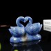 4" Double Swan Blue Aventurine Stone Carved Natural Crystal Statue Healing