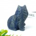 4" Persian Cat Hand Carved Blue Aventurine Quartz Natural Crystal Stone Healing