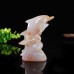 3" Double Love Dolphins Carved Chalcedony Jasper Natural Crystal Statue Quartz