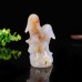 3" Double Love Dolphins Carved Chalcedony Jasper Natural Crystal Statue Quartz