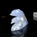 5.3" Dolphin Blue Chalcedony Agate Hand Carved Natural Crystal Statue Scupture