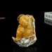 4" Monkey Yellow Chalcedony Jasper Hand Carved Natural Crystal Statue Scupture