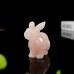 2" Rabbit Pink Rose Quartz Carved Natural Crystal Statue Healing