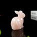 2" Rabbit Pink Rose Quartz Carved Natural Crystal Statue Healing