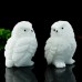 2.5" Owl White Marble Quartz Hand Carved Natural Crystal Animal Statue Healing