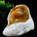 5" Frog Chalcedony Jasper Hand Carved Natural Crystal Statue Scupture Decor