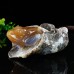 4" Frog Chalcedony Jasper Hand Carved Natural Crystal Statue Scupture Decor