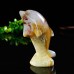 Dolphin Hand Carved Rose/Blue/Yellow Chalcedony Jasper Quartz Natural Crystal Statue