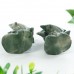 3" Carved Double Love Dolphins Nine Dragon Jade Stone Natural Crystal Quartz