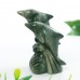 3" Carved Double Love Dolphins Nine Dragon Jade Stone Natural Crystal Quartz