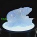 5.5" Blue Chalcedony Polar Bear Catching Fish Statue Natural Crystal Decor Healing Stone Sculpture