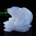 5.5" Blue Chalcedony Polar Bear Catching Fish Statue Natural Crystal Decor Healing Stone Sculpture