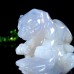 Blue Chalcedony Leopard Natural Crystal Hand Carved Sculpture Stone Statue 7"