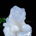 Blue Chalcedony Leopard Natural Crystal Hand Carved Sculpture Stone Statue 7"