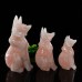 Natural Pink Rose Quartz Fox Crystal Quartz Carved Statue Stone Art Sculpture