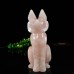 Natural Pink Rose Quartz Fox Crystal Quartz Carved Statue Stone Art Sculpture