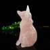 Natural Pink Rose Quartz Fox Crystal Quartz Carved Statue Stone Art Sculpture